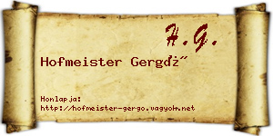 Hofmeister Gergő névjegykártya